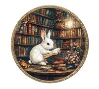 KaayeeWood Rompecabezas de Madera para Adultos,300 Piezas Conejo Mágico de Biblioteca Irregulares Puzzle de Madera,Puzzles para Adultos con Caja de Regalo, Decoración del Hogar