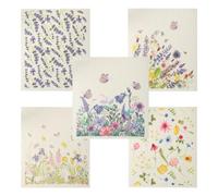 KABAKE Paños de cocina suecos reutilizables, 5 piezas de paños de esponja de celulosa, ecológicos, absorbentes, reutilizables, paños de cocina inodoros (flores)
