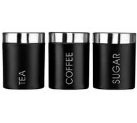 Kabalo Negro Conjunto de 3 té Café y Azúcar Botes Cocina Recipientes Tarros Pots (10 cm x 12 cm cada uno) [Black Set of 3 Tea Coffee & Sugar Canisters Kitchen Storage Containers Jars Pots (10cm x 12cm each)]