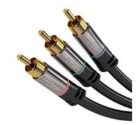 KabelDirekt - 1m Cable de componentes (3 Conectores RCA a 3 Conectores RCA, soporta FullHD 1080i, para televisiones, proyectores Antiguos) Pro Series
