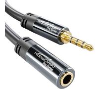 KabelDirekt 1m Cable de Extensión 3,5mm 4 Pin Jack (Cable Aux, Audio Estéreo, Conector Macho a Conector Hembra, soporta tono de micrófono, para extender cables de auriculares), PRO Series