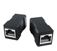 KabelDirekt - 2× Acoplamiento LAN - Conector de Red y acoplador Ethernet (Dos enchufes RJ45, Conecta y extiende Cables de conexión fácilmente, Cat 7 hasta 10 Gbit/s, Negro)