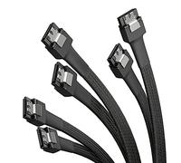 KabelDirekt - 3 cables SATA-3 de 6Gb/s - 30cm, recto (cable de datos, 6Gbit/s, SATA III/Serial ATA, serial, conector L, juego de 3 cables, conecta discos duros/SSD/unidades con la placa base, negro)