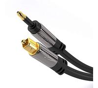 KabelDirekt - 3m - Cable Mini TOSLINK (cable de audio digital, óptico, cable de fibra óptica, transmite señales de audio digital a TV/amplificadores/HiFi, negro)