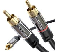 KabelDirekt - 3m Cable RCA Coaxial (Audio Estéreo Digital, 1 Conector RCA Macho a 2 Macho, Cable Subwoofer, para cine en casa, alta fidelidad)