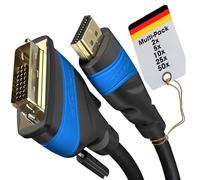 KabelDirekt - 5x Cable adaptador HDMI-DVI - 0,5m (bidireccional, DVID 24+1/High Speed, 1080p/Full HD, cable de video digital, conecta dispositivos HDMI a monitores DVI o viceversa)