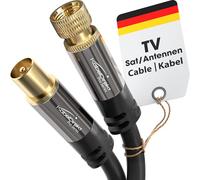 KabelDirekt - 7,5m Cable TV SAT (75 Ohm, HDTV, conector F a conector coaxial, cable coaxial soporta HDTV, DVB-T2, DVB-C, DVB-S, TV y Radio) PRO Series