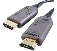 KabelDirekt - 8K HDMI 2.1 cable óptico, certificado con 0% de pérdida de señal - 15m (Ultra High Speed, 48G, 8K@60 Hz, con licencia oficial, cable de fibra óptica flexible, gris/negro)