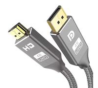 KabelDirekt - Adaptador de cable 4K DisplayPort 1.4 a HDMI 2.1, con conectores metálicos y trenzado - 1m (4K/60Hz de la laptop/PC DP a la TV/monitor - DP a HDMI, unidireccional - Gris)