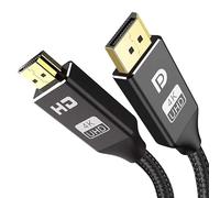 KabelDirekt - Adaptador de cable 4K DisplayPort 1.4 a HDMI 2.1, con conectores metálicos y trenzado - 1m (4K/60Hz de la laptop/PC DP a la TV/monitor - DP a HDMI, unidireccional - Negro)