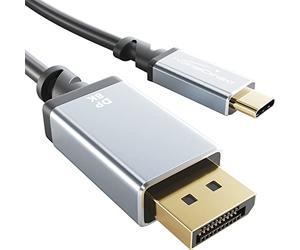 KabelDirekt - Adaptador de USB C a DisplayPort 1.4 de 8K con Conectores de Metal sólido a Prueba de roturas - 1,8m (8K/60Hz Desde Laptop/Smartphone a Pantallas Grandes - USB 3.1, Thunderbolt 3)