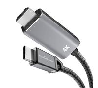 KabelDirekt - Adaptador de USB C a HDMI con conectores de metal - 0,5m (transmite video 4K a 60Hz de portátiles/smartphones a televisores grandes - USB 3.1, Tipo C, Thunderbolt 3 - Negro)