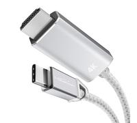 KabelDirekt - Adaptador de USB C a HDMI con conectores de metal - 1m (transmite video 4K a 60Hz de portátiles/smartphones a televisores grandes - USB 3.1, Tipo C, Thunderbolt 3 - Blanco)