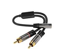 KabelDirekt - 0,2m Adaptador Coaxial Audio Estéreo (1 Conector 3,5mm Jack Hembra a 2 Conectores RCA Macho, para la conexión de Cables RCA de 3,5mm)