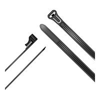 KabelDirekt - Bridas de cables reutilizables con alta resistencia a la tracción (100 unidades de bridas de cables reutilizables y desmontables, uso sostenible, color negro) - 7,4 mm x 250 mm