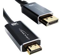 KabelDirekt - Cable adaptador DisplayPort 1.4 a HDMI 2.1 con conectores metálicos indestructibles - 1.8m (transmite 8K/60Hz de una computadora portátil/PC con DP a un monitor/TV HDMI - DP a HDMI)
