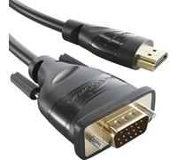 KabelDirekt - Cable adaptador HDMI-VGA - 2 m (HDMI a VGA, HDMI/D-Sub 15 de velocidad, cable monitor para conectar PC, portátiles y otros dispositivos HDMI a pantallas VGA en Full HD/1080p; 60 Hz)