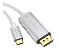 KabelDirekt - Cable Adaptador USB C a DisplayPort con Conectores metálicos inastillables - 2m (Vídeo 4K/60Hz de laptops/Smartphones a Pantallas - DP, USB 3.1, Tipo C, Thunderbolt 3, Blanco)