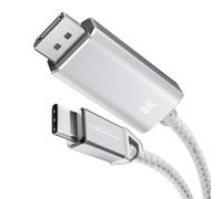 KabelDirekt - Cable Adaptador USB C a DP 1.4 de 8K con Conectores metálicos - 2m (transmite 8K/60Hz Desde la Laptop/Smartphone a Pantallas Grandes - DP 1.4, USB 3.1, Thunderbolt 3 - Blanco)