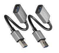KabelDirekt - Cable alargador USB A 3.0 - 0,15m x2 - (conector a clavija, adecuado para todas las conexiones USB A, en negro/space grey)