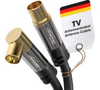 KabelDirekt - Cable Antena TV 4K, Cable Coaxial - 90° acodado/recto - 10m - TV digital/analógico - Disponible en 0,5-20m (Toma recta/Enchufe acodado, para DVB-C/DVB-T/DVB-S, negro)