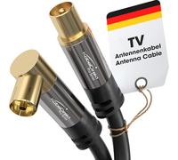 KabelDirekt - Cable Antena TV 4K, Cable Coaxial - 90° acodado/recto - 1m - TV digital/analógico - Disponible en 0,5-20m (Toma acodada/Enchufe recto, para DVB-C/DVB-T/DVB-S, negro)