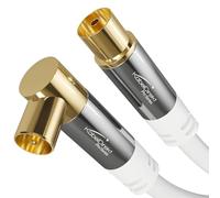KabelDirekt - Cable Antena TV 4K, Cable Coaxial - 90° acodado/recto - 3m - TV digital/analógico - Disponible en 0,5-20m (Toma recta/Enchufe acodado, para DVB-C/DVB-T/DVB-S, blanco)