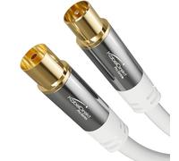 KabelDirekt - Cable Antena TV 4K, Cable Coaxial - 1m - Para TV digital y analógica, conectores metálicos - Disponible en 0,5-20m (Enchufe a toma, para DVB-C/DVB-T/DVB-S, blanco)
