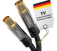 KabelDirekt - Cable Antena TV 4K, Cable Coaxial - 20m - Cable TV para TV Digital y analógica, Conectores metálicos - Disponible en 0,5-20m (Enchufe a Toma, para DVB-C/DVB-T/DVB-S, Negro)