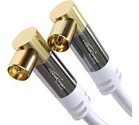 KabelDirekt - Cable Antena TV 4K, Cable Coaxial - 90° acodado - 1,5m - TV digital y analógico - Disponible en 0,5-20m (Enchufe acodado/Toma acodada, para DVB-C/DVB-T/DVB-S, blanco)