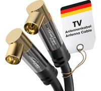 KabelDirekt - Cable Antena TV 4K, Cable Coaxial - 90° acodado - 7,5m - TV Digital y analógico - Disponible en 0,5-20m (Enchufe acodado/Toma acodada, para DVB-C/DVB-T/DVB-S, Negro)