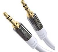 KabelDirekt - Cable Jack 3,5mm - 10m - Conectores Metálicos - Disponible en 0,3-10m (Cable de Audio/Mini Jack 3.5mm, Aux/Auxiliar, para Teléfono, PC/Portátil, Coche y HiFi, blanco)