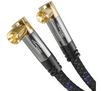 KabelDirekt - Cable de antena 4K & cable TV con ángulo de 90° - 15m - conector metálico irrompible para televisión digital y analógica - trenzado (conector angular a la toma angular, enchufe TV)