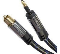 KabelDirekt - Cable de audio óptico Mini-TOSLINK con protección contra interferencias de fibra óptica - 1 m (Mini-TOSLINK a TOSLINK, cable digital S/PDIF/para barra de sonido, trenzado nylon)
