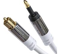 KabelDirekt - Cable de audio óptico Mini-TOSLINK con protección contra interferencias de fibra óptica - 2 m (Mini-TOSLINK a TOSLINK, cable digital S/PDIF/para barra de sonido, blanco)