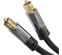 KabelDirekt - 3m Cable Óptico TOSLINK Audio (Stereo Dolby Digital Normal, DTS, Conector Macho a Conector Macho, Negro)