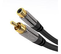 KabelDirekt - Cable de extensión Cinch, Audio/Digital/Video - 10m (cable coaxial, conectores macho/hembra RCA, para subwoofer/amplificador/HiFi, audio analógico/digital o video compuesto, 75 ohmios)