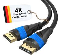 KabelDirekt - Cable DisplayPort 4K - 7,5m - Cable DP, Desarrollado en Alemania (Display Port para Monitor de PC/portátil y Monitor a 4K@60Hz, Juegos a 144Hz, Surround con Dolby Audio, Negro)