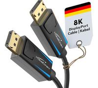KabelDirekt - Cable DisplayPort 8K con blindaje A.I.S. de extremo a extremo - 2 m (para PC de gaming DP 1.4/portátiles/tarjetas gráficas/monitores con 8K@60Hz, 4K@120 Hz y de 144 Hz/165 Hz/240 Hz)