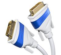 KabelDirekt - Cable DVI Dual Link - con núcleo de ferrita para una transmisión de señal sin interferencias - 1m (cable de monitor DVI-D/24+1, 2560x1600 a 60Hz, Full HD/1080p, blanco)