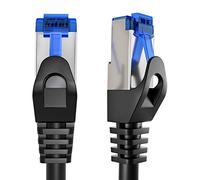 KabelDirekt - Cable Ethernet, Cable de red/LAN RJ45 - 7,6m, Disponible en 0,25-30m (10Gbps, velocidad máxima de fibra óptica, para redes Gigabit, switches/routers/modems, negro/plata)