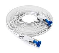 KabelDirekt - Cable Ethernet plano, altamente flexible - 15m (Cable LAN y de red, CAT7, 10Gbit/s para una velocidad máxima de fibra, conector RJ45, apto para instalaciones permanentes, blanco)