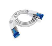 KabelDirekt - Cable Ethernet plano, altamente flexible - 1m (Cable LAN y de red, CAT7, 10Gbit/s para una velocidad máxima de fibra, conector RJ45, apto para instalaciones permanentes, blanco)