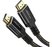 KabelDirekt - Cable HDMI 2.1 8K/4K - 3m - Conectores Metálicos Antichoque y Diseño Trenzado (8K@60Hz, Ultra Alta Velocidad/48G, Última Generación, Ideal para PS5/Xbox, Monitor/TV/Proyector, Negro)