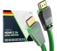 KabelDirekt - Cable HDMI 2.1 8K, edición Gamer certificada - 3m (8K@60Hz, Ultra High Speed/48G para 10K, 8K o ultra rápido 144 Hz a 4K, óptimo para PS5/Xbox y PC Gaming, Monitor/TV, verde)