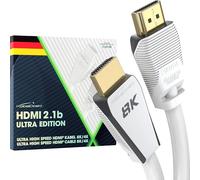 KabelDirekt - Cable HDMI 2.1b 8K - 2m, blanco | 8K@60Hz, Ultra High Speed/48G para 10K, 8K o ultra rápido 144Hz a 4K, óptimo para PS5/XBO y PC Gaming, Monitor/TV