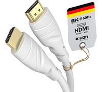 KabelDirekt - Cable HDMI 8K / 4K - 1m y más longitudes (0,15m-22,5m) - Cable HDMI diseñado en Alemania - Soporta 10K/8K@60Hz / 4K@120Hz - HDMI Cable para TV, PC, PS5, Xbox, Switch, blanco