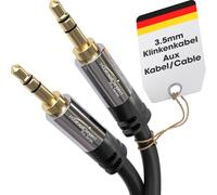 KabelDirekt - Cable Jack 3,5mm - 7,5m - Conectores Metálicos - Disponible en 0,3-10m (Cable de Audio/Mini Jack 3.5mm, Aux/Auxiliar, para Teléfono, PC/Portátil, Coche y HiFi, negro)