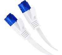KabelDirekt - Cable LAN plano, especialmente flexible, construido para resistir roturas - 2x 15m (cable de red, 1GBPS, adecuado como cable de instalación, RJ45 - Blanco)