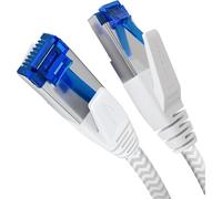 KabelDirekt - Cable LAN plano, trenzado flexible - 2x 3m (Cable CAT7 y de red, 10GBPS, especialmente flexible y adecuado como cable de instalación, velocidad máxima de fibra óptica, RJ45 - Blanco)